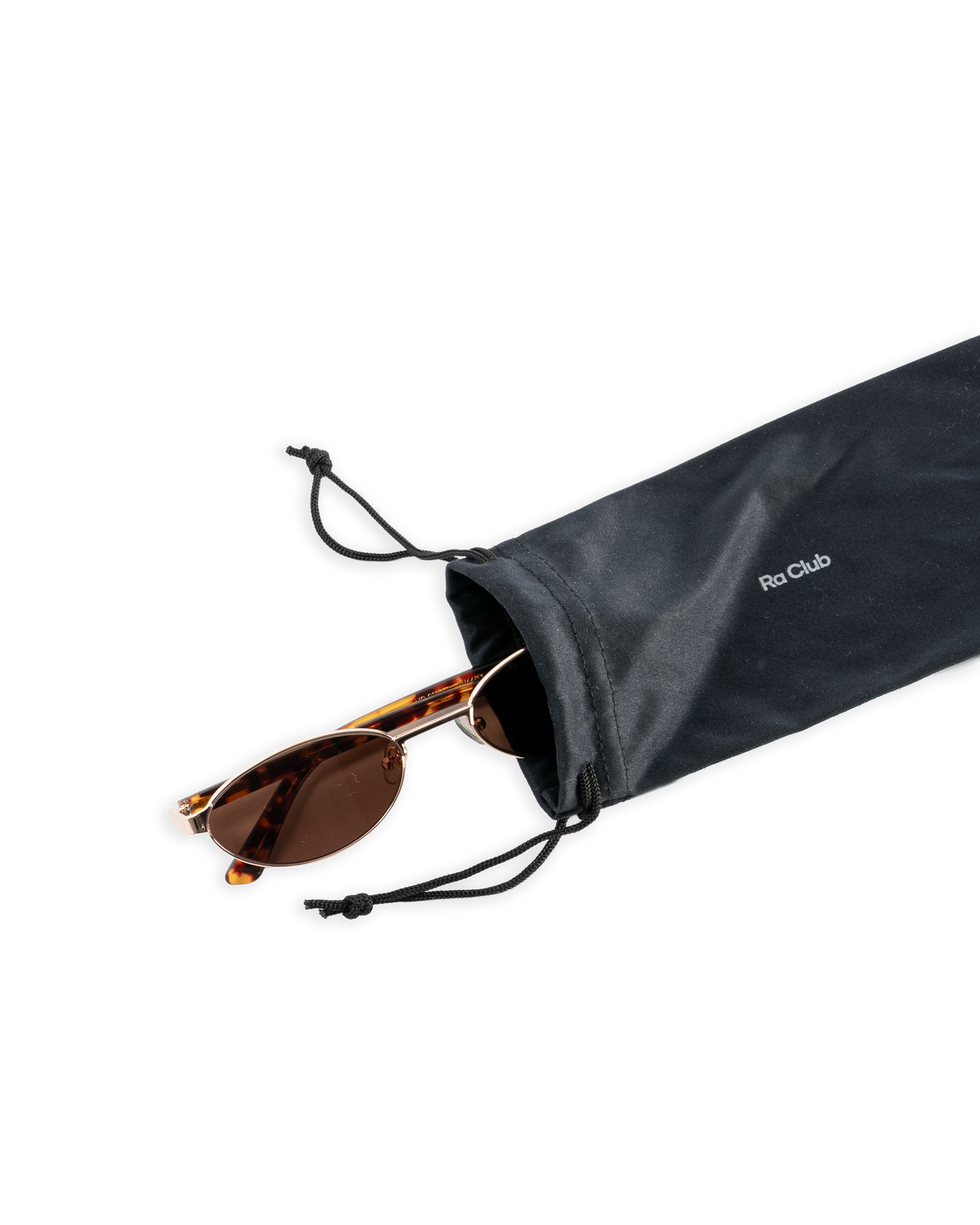 Soft cloth pouch with sunglasses